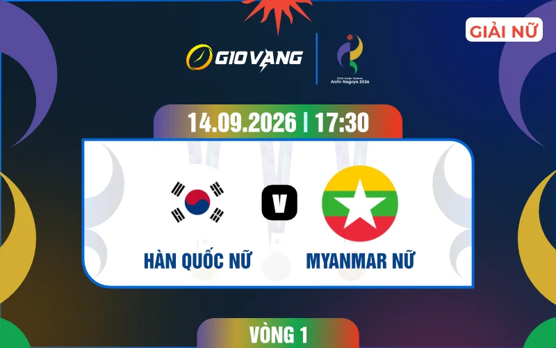 Soi kèo nữ Hàn Quốc vs nữ Myanmar 17h30 ngày 14/9/2026 – ASIAD 2026