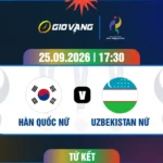 Soi kèo nữ Hàn Quốc vs nữ Uzbekistan 17h30 ngày 25/9/2026 – ASIAD 2026